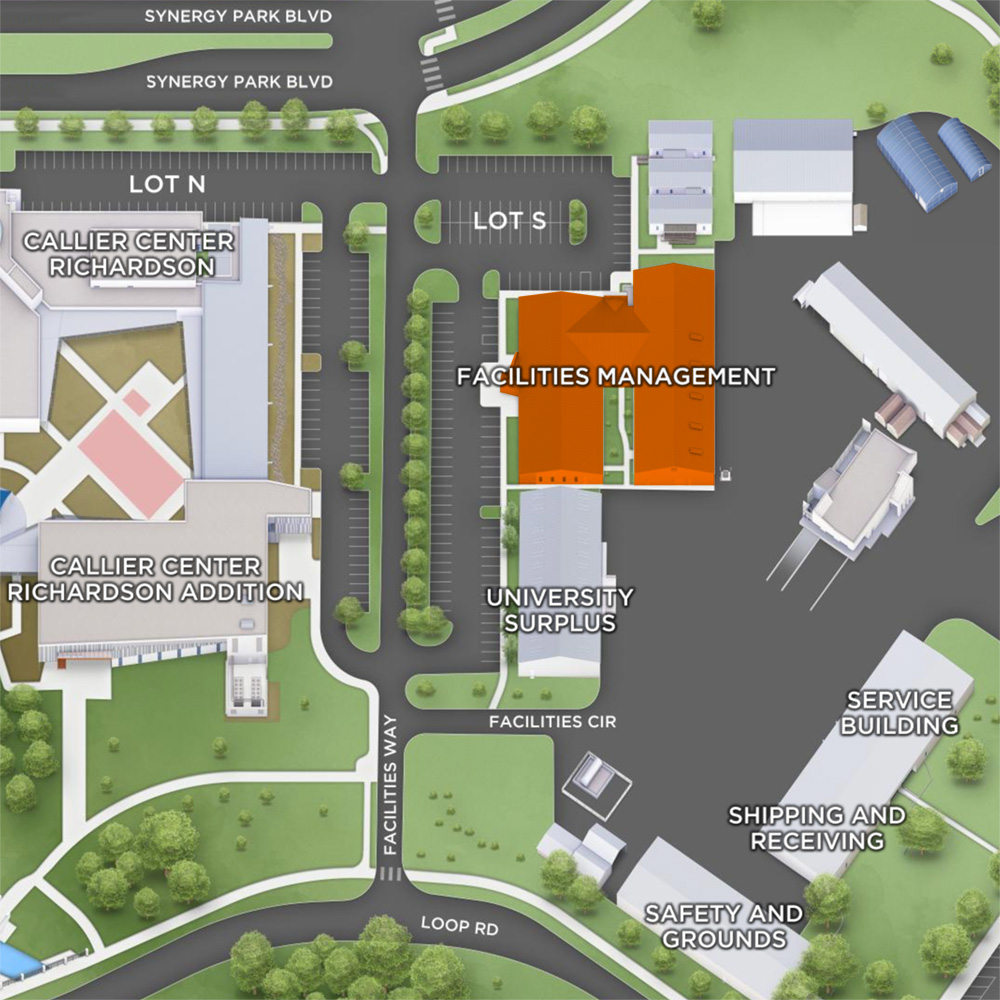 Map to the Facilities Management Building
